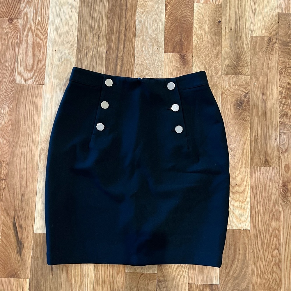 Black button detail suit skirt size 8